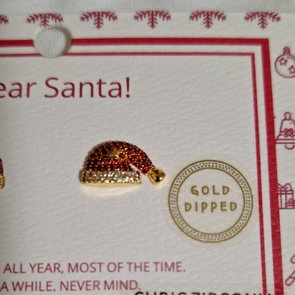 Santa Hat Earrings - Red and Gold - Picture 2 of 3